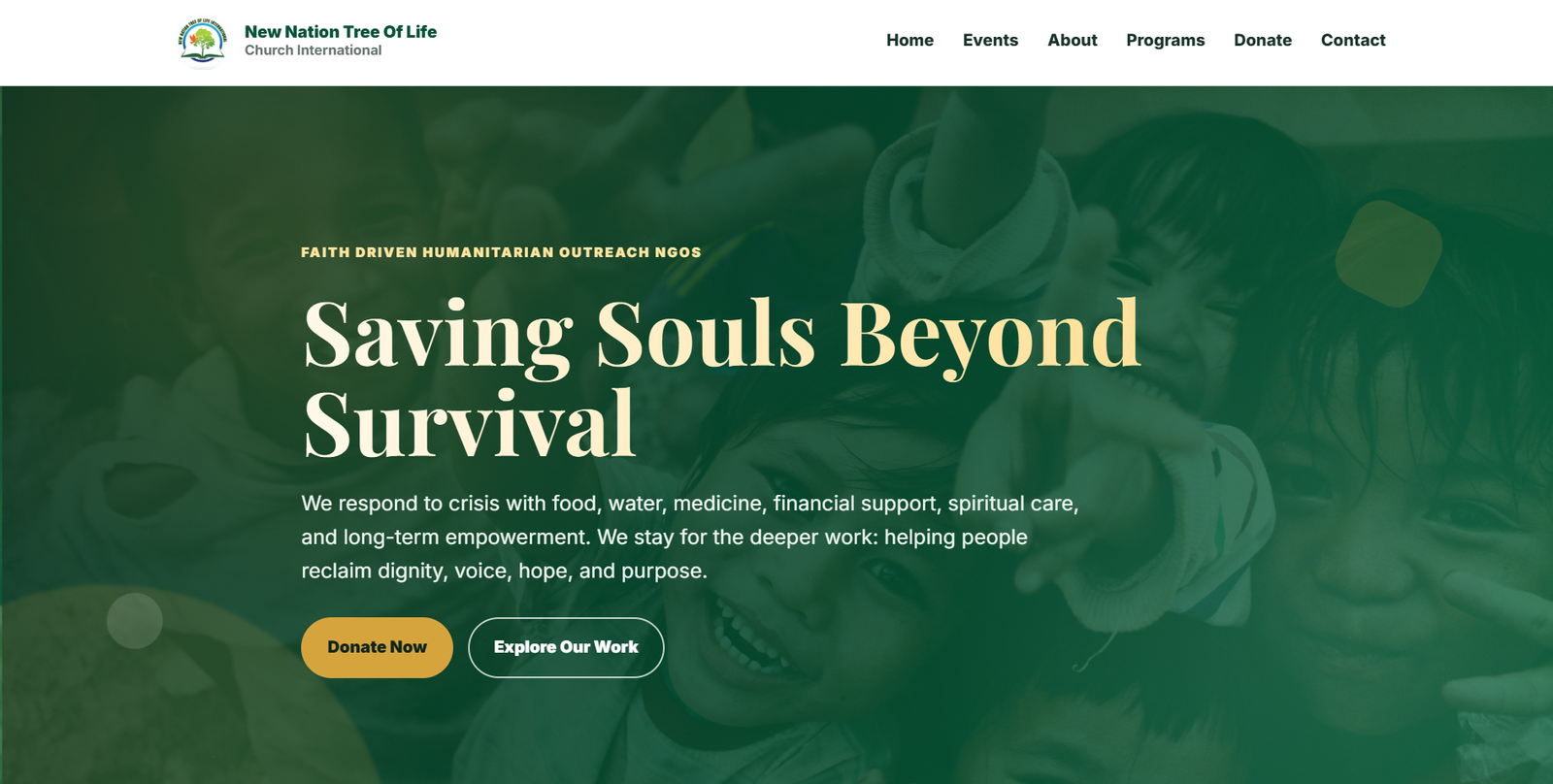 New Nation Tree Of Life foundation website interface